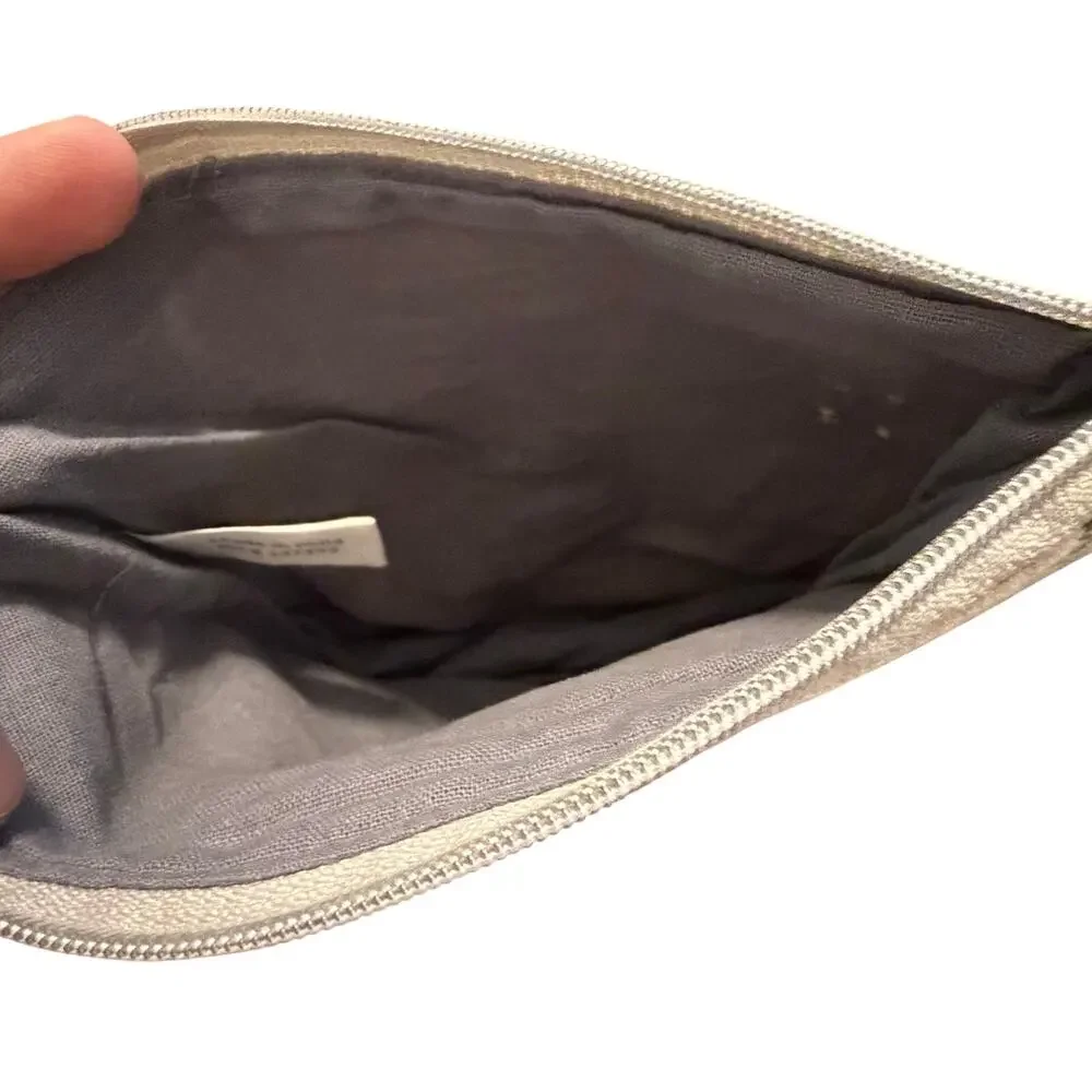 NWT Juice Beauty zip up small makeup bag natural canvas lightweight cute
